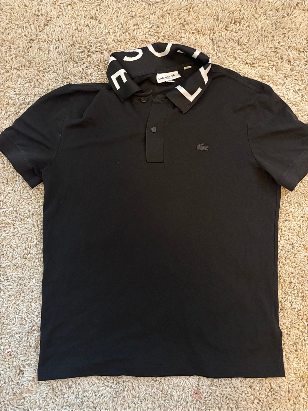 Lacoste | Black Polo with Branded Contrast Collar 🪙